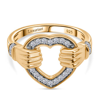 LUXURIANT SI Labor Diamant Ring, 925 Silber 750 Gelbgold Vermeil - 0,24 ct.