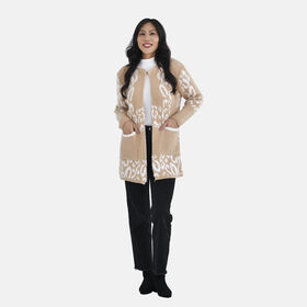 Cardigan Damen mit 2 Taschen, Crème