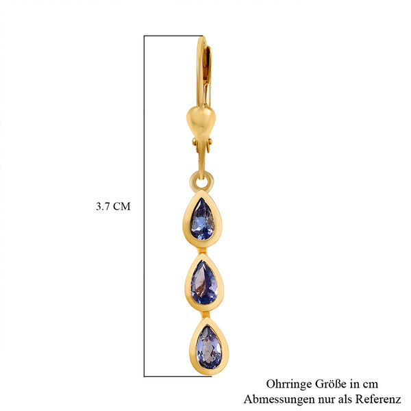 Tansanit Trilogie Ohrh&auml;nger in Silber 1,01 Ct image number 6