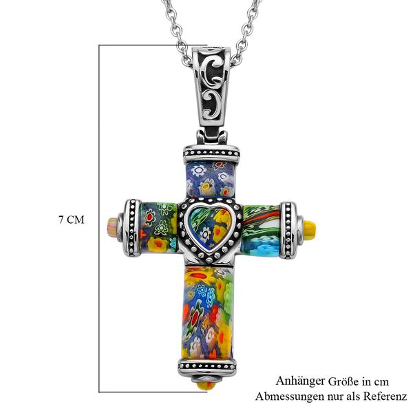 Oxidierter Kreuz-Anhänger im Murano-Stil mit 50cm Kette - 30 ct. image number 5
