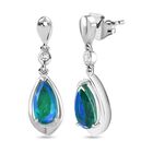 Pfau Quarz Triplette, Weißer Zirkon Ohrringe 925 Silber rhodiniert ca. 4.31 ct