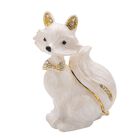 Tablettendöschen mit weißen Kristallen, emailliert, weiß, 5,2x7,2 cm, Fuchs