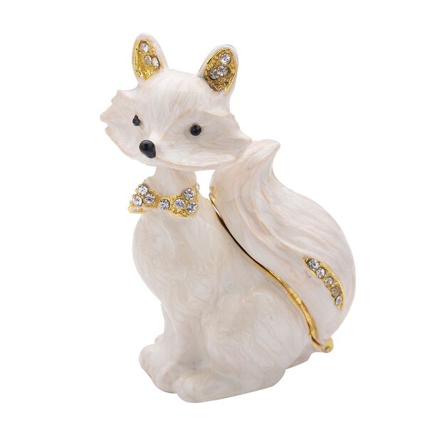 Tablettend&ouml;schen mit wei&szlig;en Kristallen, emailliert, wei&szlig;, 5,2x7,2 cm, Fuchs