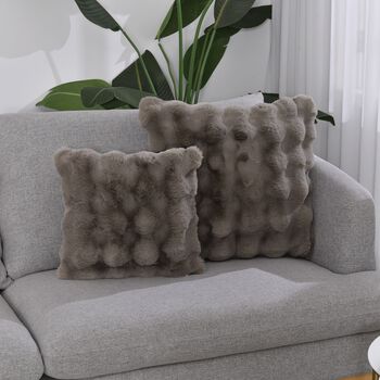 2-tlg. Mikropl&uuml;sch Zierkissenbez&uuml;ge, 45 x 45 und 60 x 60 cm, Hellbraun