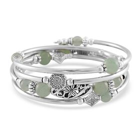Flexibles und schwarz oxidiertes grünes Aventurin Armband - 40 ct.