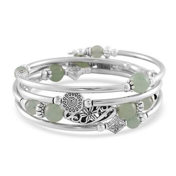 Flexibles und schwarz oxidiertes gr&uuml;nes Aventurin Armband - 40 ct.