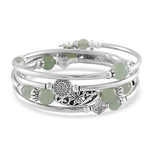 Flexibles und schwarz oxidiertes gr&uuml;nes Aventurin Armband - 40 ct.