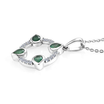 LUXURIANT AAA Kagem sambischer Smaragd und Labor Diamant Anh&auml;nger mit 50cm Kette - 0,68 ct.