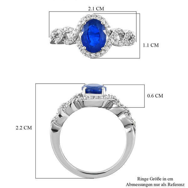 AAA tansanischer, blauer Spinell und wei&szlig;er Zirkon-Ring, 925 Silber platiniert  ca. 1,91 ct image number 7