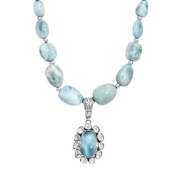 D&rsquo;joy AA Larimar und Labor Polki Diamant Anh&auml;nger mit 45cm Kette - 136,27 ct.