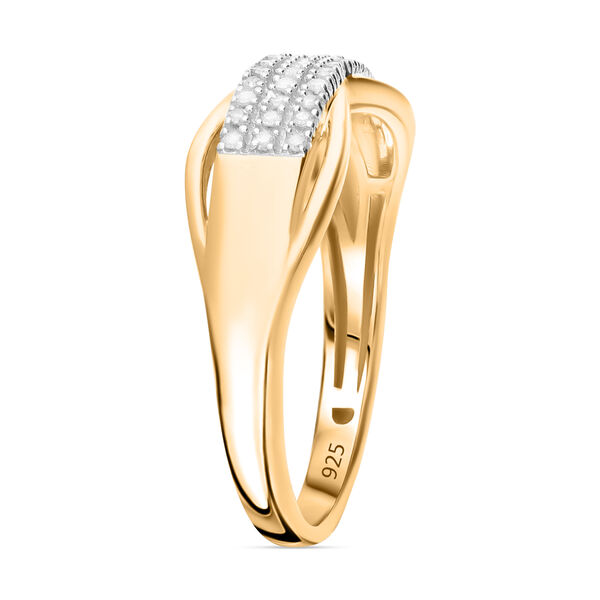 Wei&szlig;er Diamant Ring, 925 Silber Gelbgold Vermeil, (Gr&ouml;&szlig;e 20.00), ca. 0.15 ct image number 2