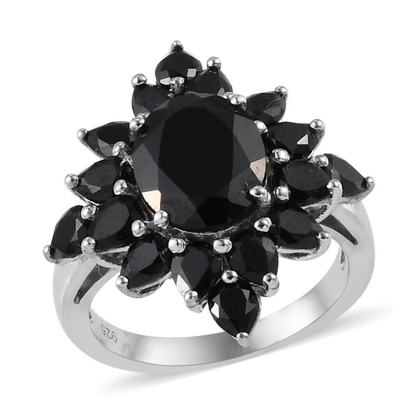 Schwarzer Spinell Ring 925 Silber platiniert  ca. 5,94 ct image number 4