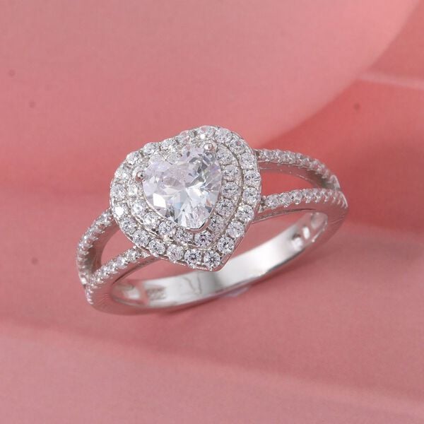 Lustro Stella Weißer Zirkonia Ring 925 Silber rhodiniert (Größe 17.00) image number 1