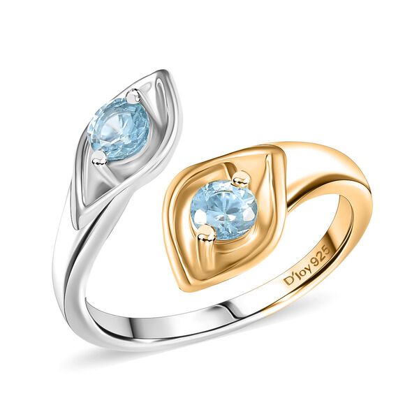 D'Joy blauer Zirkon zweifarbiger Ring und Ohrringe image number 4