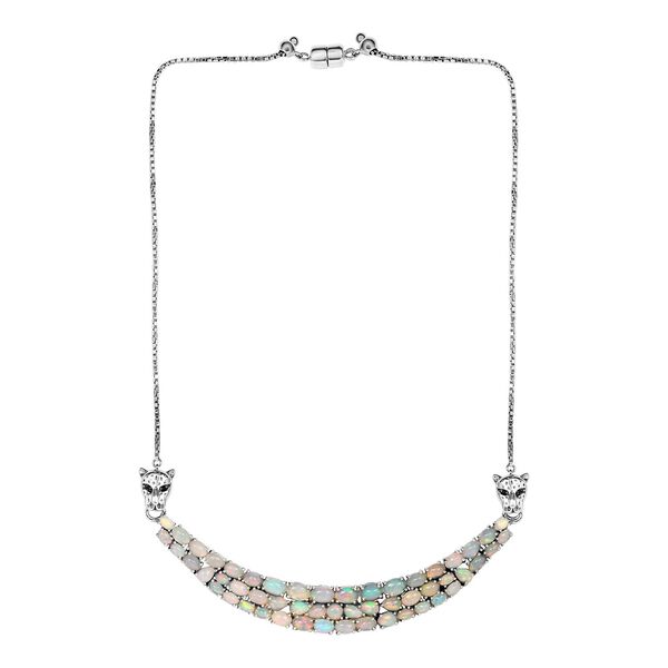 Nat&uuml;rliche, &auml;thiopische Welo Opal-Halskette in Silber, 15,63 ct. image number 4