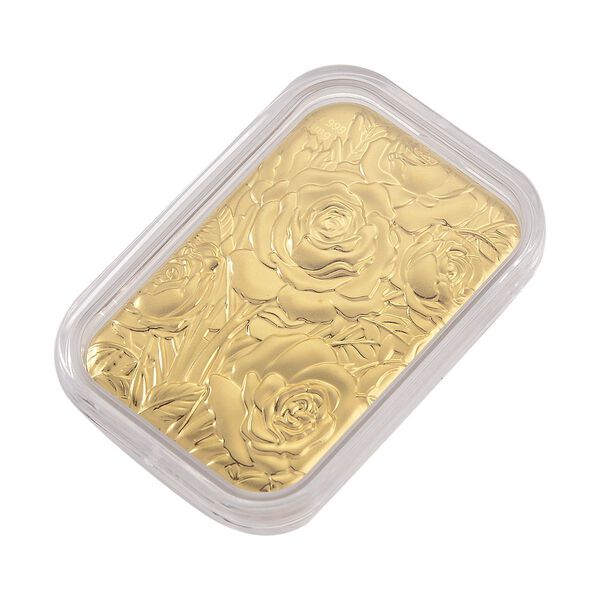 EXKLUSIVES GESCHENK 999er Goldbarren mit Rosen-Motiv, 10mg image number 3