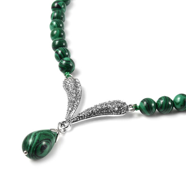 Erstellt Malachit, Wei&szlig;er &Ouml;sterreichischer Kristall Halskette ca. 50 cm  ca. 29,00 ct image number 2