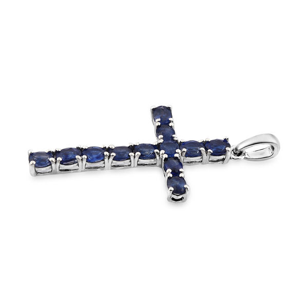 Masoala Saphir Kreuz-Anh&auml;nger, (Fissure gef&uuml;llt), 925 Silber platiniert ca. 3,00 ct image number 4