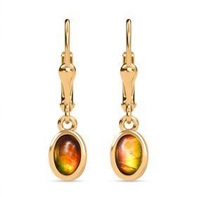 Ammolit Ohrringe 925 Silber 750 Gelbgold Vermeil ca. 0.99 ct