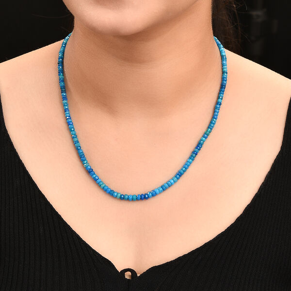 Miami Blau Welo Opal-Halskette in Silber image number 2