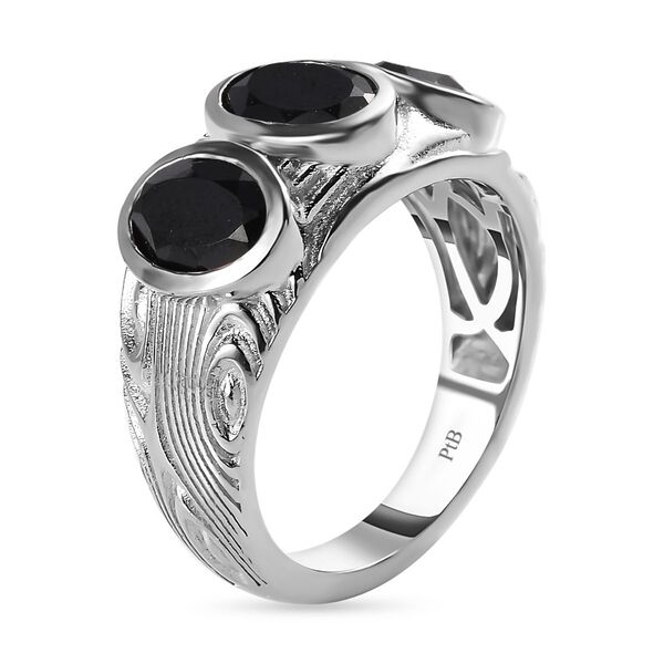 Schwarzer Spinell Ring, Messing platiniert, ca. 3,00 ct image number 5