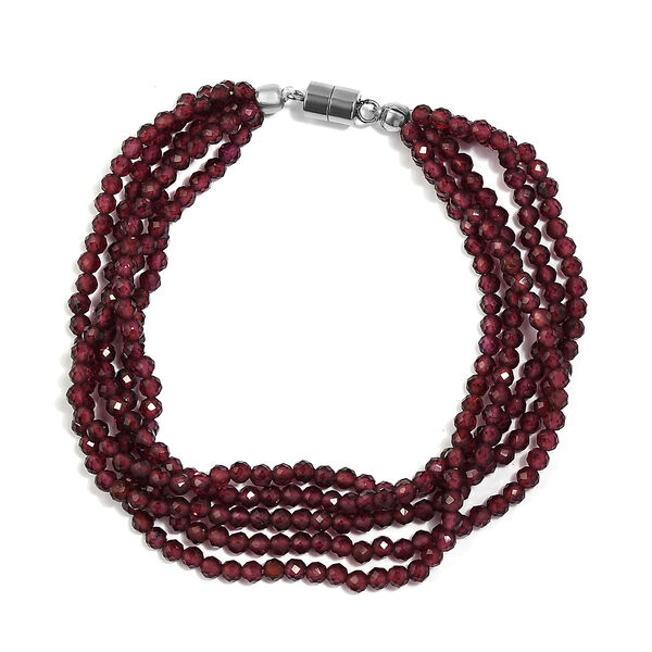 Rotes Granat-Armband, ca. 19 cm, Edelstahl, ca. 73,94 ct image number 5