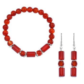 Rotes Achat-Schmuckset - 136 ct.