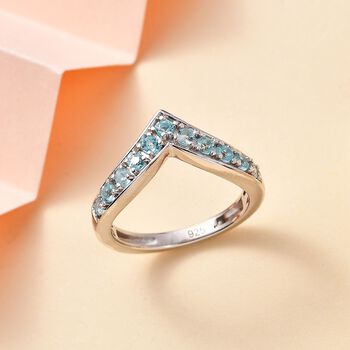 Paraiba-Apatit Ring 925 Silber platiniert (Gr&ouml;&szlig;e 17.00) ca. 0,44 ct