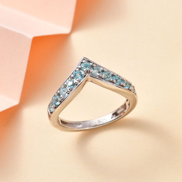 Paraiba-Apatit Ring 925 Silber platiniert (Gr&ouml;&szlig;e 17.00) ca. 0,44 ct image number 2