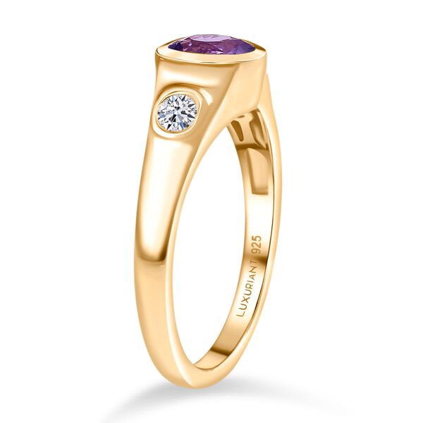 LUXURIANT AAA nat&uuml;rlicher Farbwechsel Saphir und Labor Diamant Ring - 1 ct. image number 5