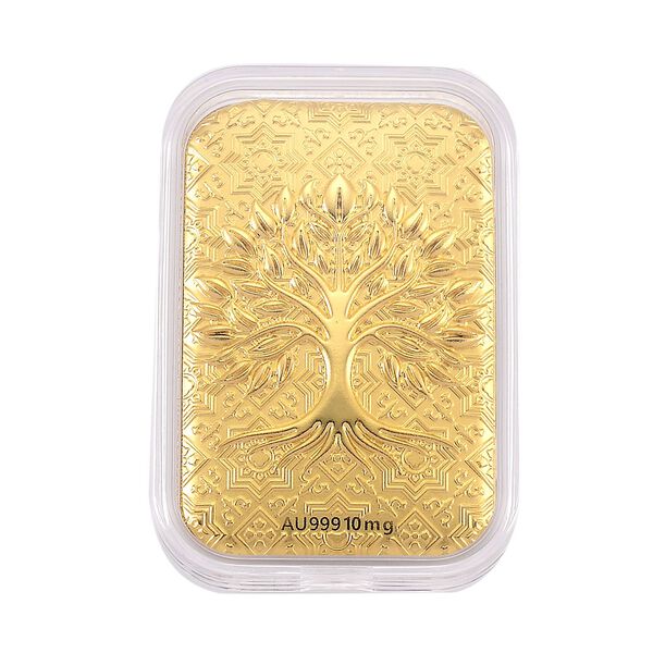 EXKLUSIVES GESCHENK 999er Goldbarren mit Lebensbaum-Motiv, 10mg image number 0