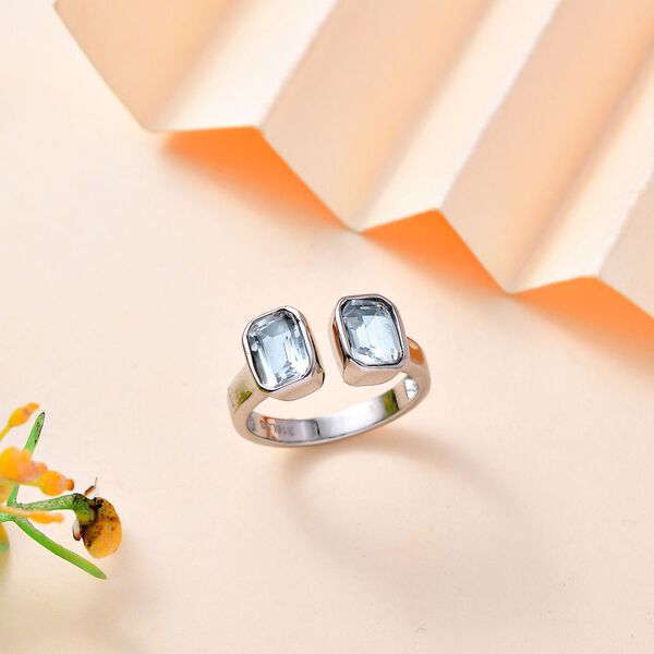 Himmelblauer Topas Ring Edelstahl (Größe 16.00) ca. 2,66 ct image number 2