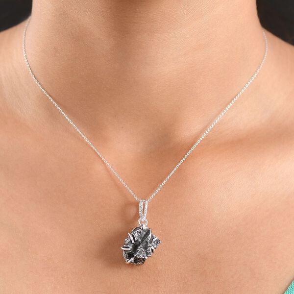 D'Joy Meteorit Anh&auml;nger mit 50cm Kette, 925 Silber rhodiniert - 30 ct. image number 3