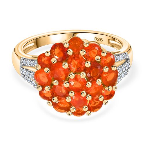 Blaze Feuer Opal Ring 925 Silber 750 Gelbgold Vermeil (Größe 17.00) ca. 1.56 ct image number 0