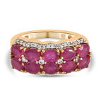 Afrikanischer Rubin (Fissure gefüllt) und weißer Zirkon-Ring, 925 Silber vergoldet (Größe 20.00) ca. 2,10 ct