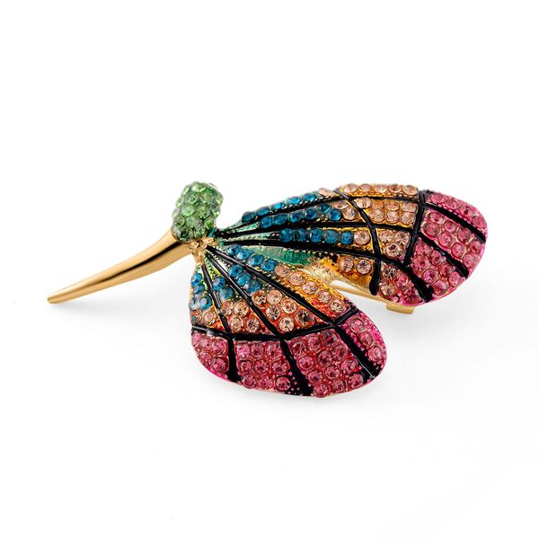 Mehrfarbiger Kristall Brosche Std Gelb image number 3