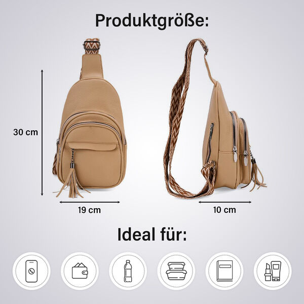 PU Brusttasche, 19x10x30cm, Beige image number 5