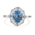 AA Blauer Zirkon, Weißer Zirkon Ring, 925 Silber rhodiniert, (Größe 17.00) ca. 2.38 ct