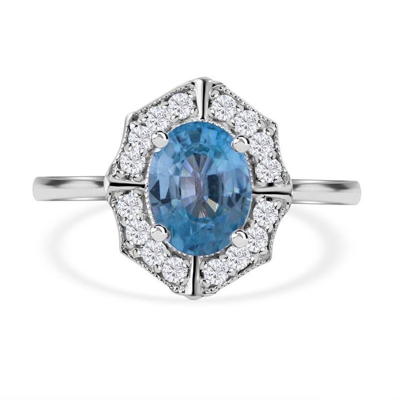 AA Blauer Zirkon, Weißer Zirkon Ring, 925 Silber rhodiniert, (Größe 17.00) ca. 2.38 ct image number 0