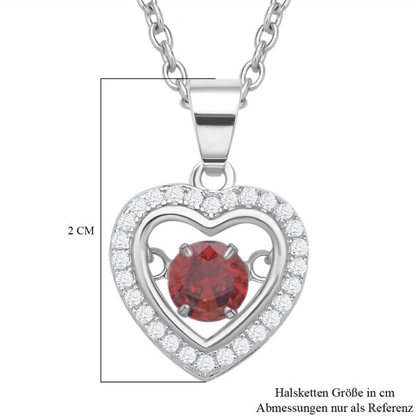Roter und wei&szlig;er Zirkonia-Anh&auml;nger mit Kette - 1,02 ct. image number 7