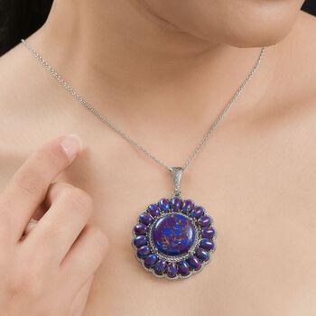 Lila T&uuml;rkis Anh&auml;nger mit 50cm Kette - 32,62 ct.