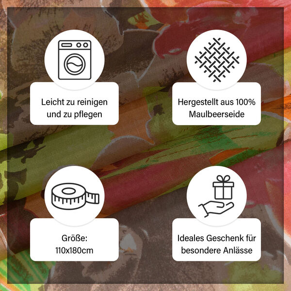 LA MAREY -Chiffonschal aus 100% Maulbeerseide mit Floralem Muster image number 5