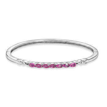 EVER TRUE Ilakaka Rosa Saphir (Fissure gef&uuml;llt) Armreif ca. 19 cm 316L Edelstahl ca. 2,51 ct.
