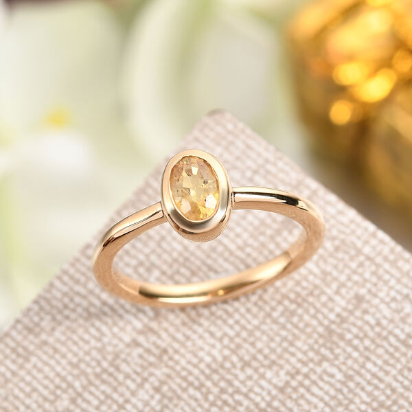 Gelber Saphir Solit&auml;r-Ring, 925 Silber vergoldet, 0,61 ct. image number 2