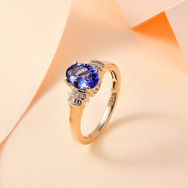 AA Tansanit und I2-I3 Diamant Ballerina Ring in 585 Gold - 1,78 ct. image number 10