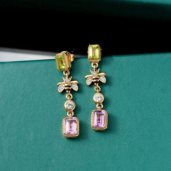 GP Trionfo Kollektion - Rose De France Amethyst, Peridot, Zirkon und blaue Saphir Ohrringe - 3,52 ct. image number 2