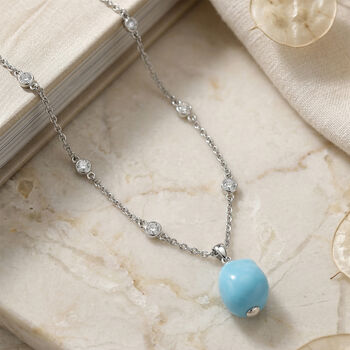 EVER TRUE Wei&szlig;er Zirkonia, Sleeping Beauty T&uuml;rkis farbe Muschelperle Halskette ca. 50 cm Nickelfreies Messing rhodiniert