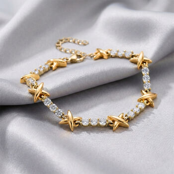 Wei&szlig;er Zirkonia Armband ca. 19 cm Nickelfreies Messing Standard