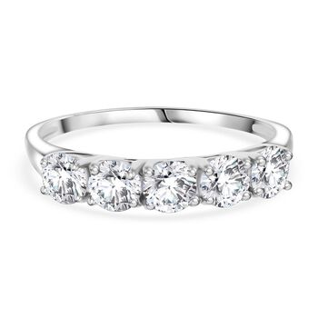 Moissanit Ring, 925 Silber rhodiniert - 1,20 ct.