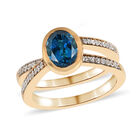 London Blau Topas und Zirkon-Ring, 925 Silber vergoldet  ca. 1,90 ct image number 3